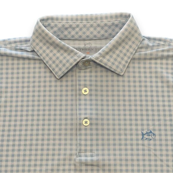 Southern Tide Mens Light Blue Gingham Size Medium - Picture 2 of 4